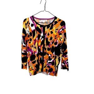 August silk long sleeve sweater size large, crazy patterned